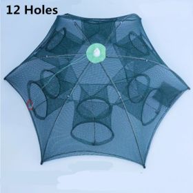 Strengthened 4-20 Holes Automatic Fishing Net Shrimp Cage Nylon Foldable Fish Trap Cast Net Cast Fold Crab Trap Fishing Network (Option: 12 hole)