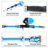 Kids Fishing Pole Set Fishing Starter Kit Telescopic Fishing Rod and Reel Combo Kit with Tackle Box 56Pcs Fishing Lures for Boys Girls